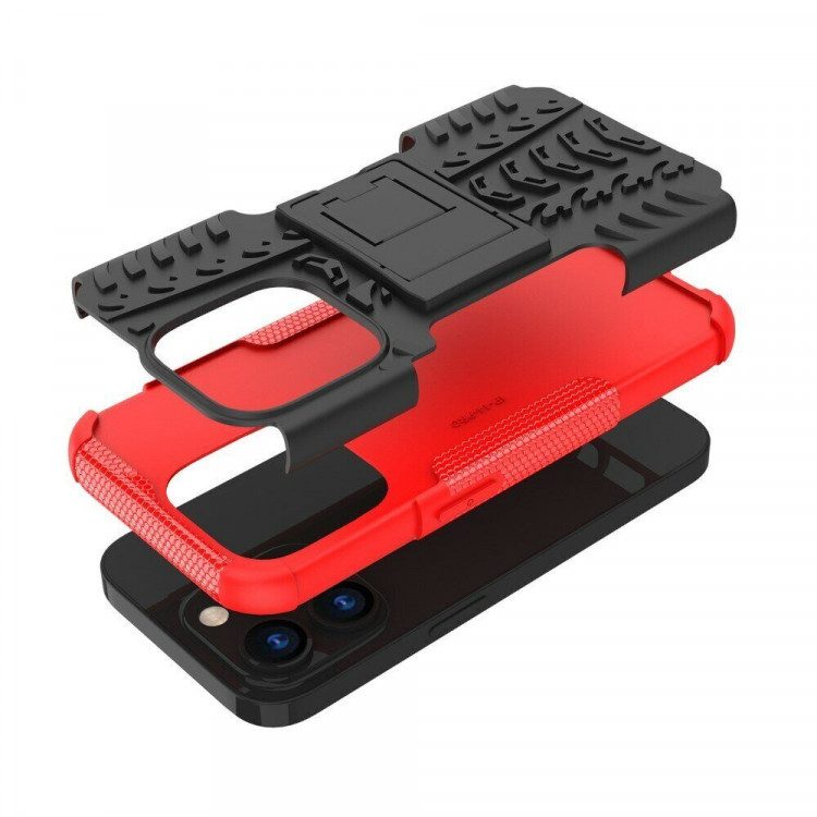 Чехол Hybrid Armor для iPhone 14 Pro (черный + красный)