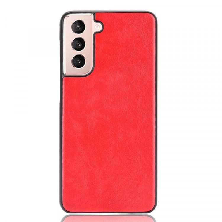 Кожаная накладка-чехол для Samsung Galaxy S21 (красный)