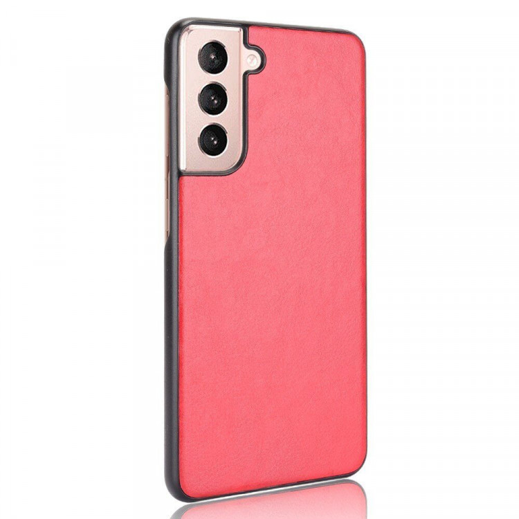 Кожаная накладка-чехол для Samsung Galaxy S21 (красный)