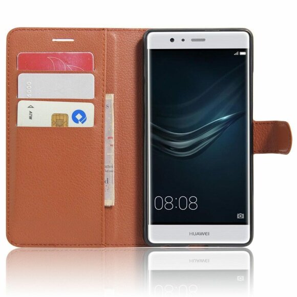 Чехол с визитницей для Huawei P9 Plus (коричневый)