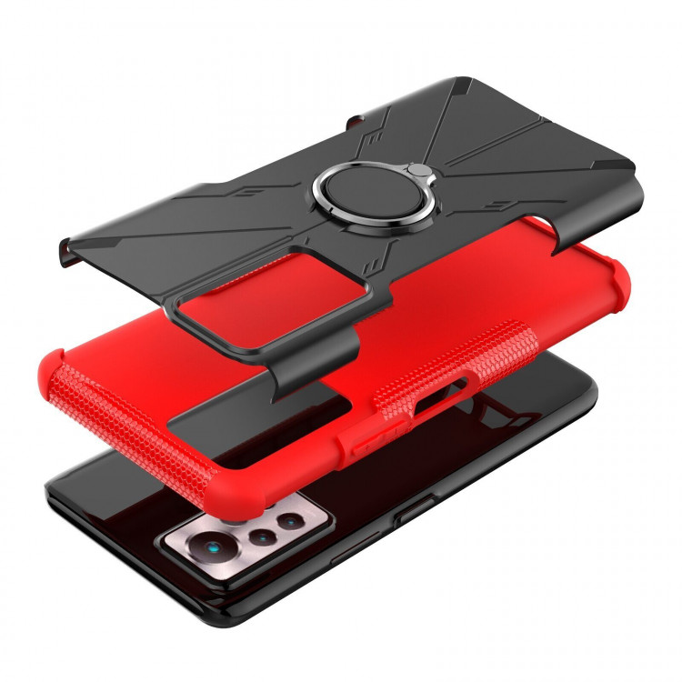 Чехол Armor Shockproof Ring Holder для Infinix Note 11 Pro (черный + красный)