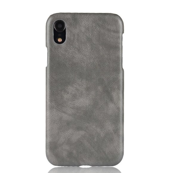 Чехол Litchi Texture для iPhone XR (серый)