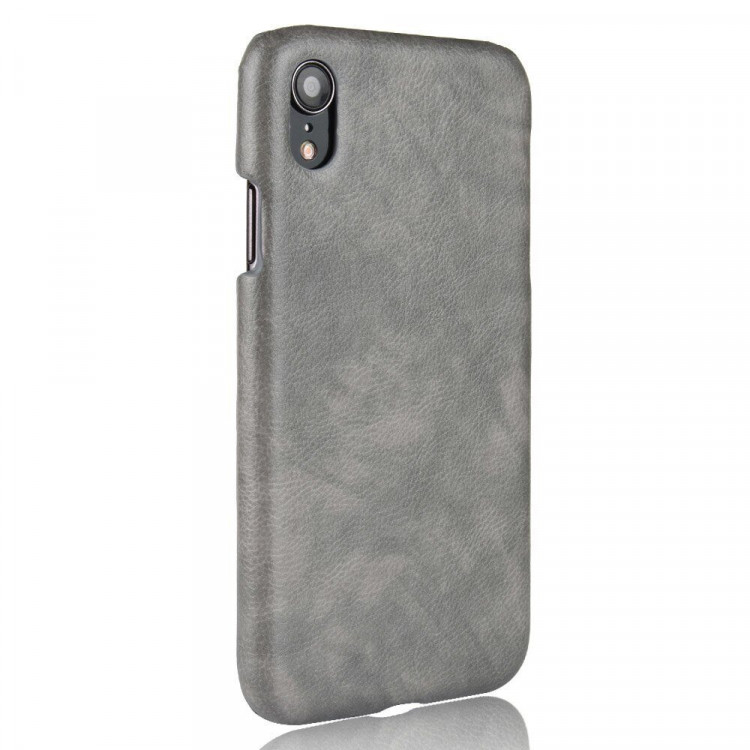 Чехол Litchi Texture для iPhone XR (серый)