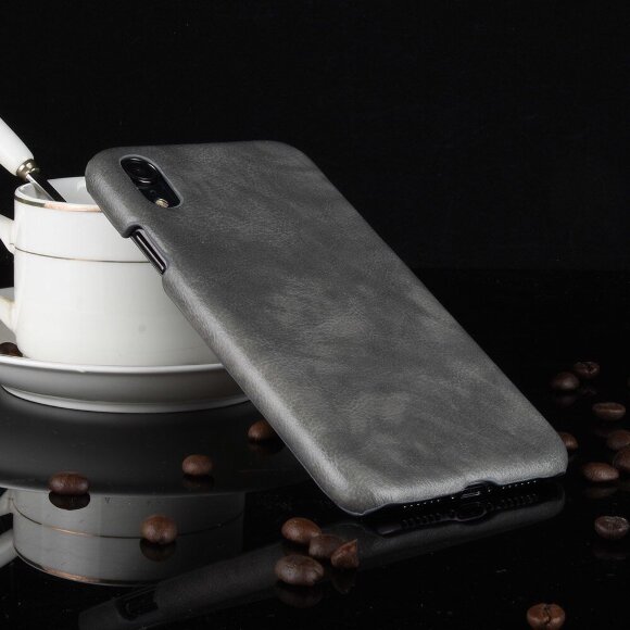 Чехол Litchi Texture для iPhone XR (серый)