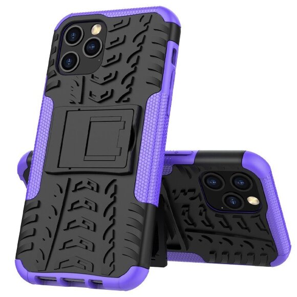 Чехол Hybrid Armor для iPhone 12 / iPhone 12 Pro (черный + фиолетовый)