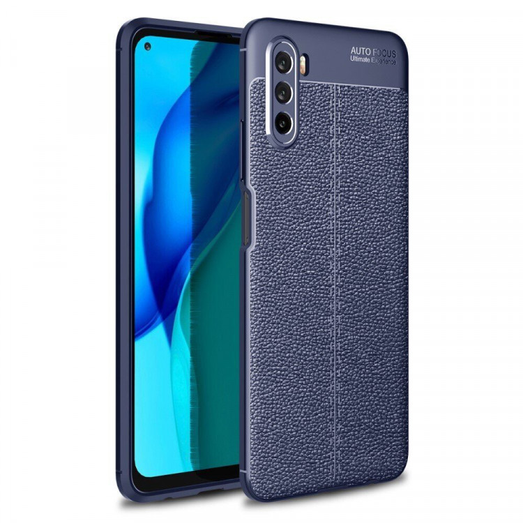 Чехол-накладка Litchi Grain для Huawei Mate 40 Lite (темно-синий)