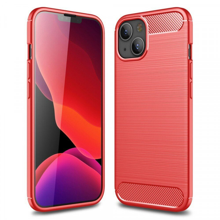 Чехол-накладка Carbon Fibre для iPhone 13 mini (красный)