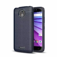 Чехол-накладка Litchi Grain для Motorola Moto C (темно-синий)