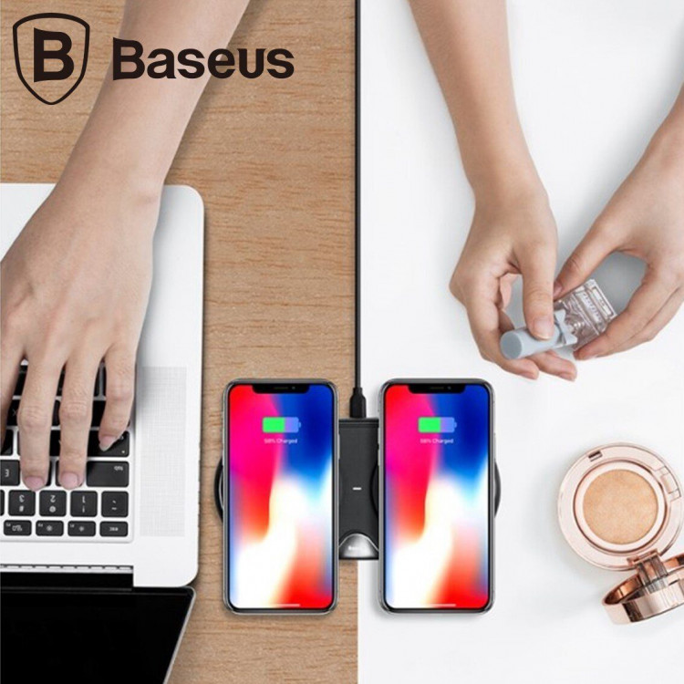 Двойное беспроводное зарядное устройство Baseus Dual Positions (белый)