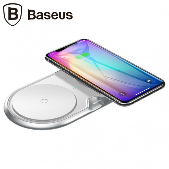 Двойное беспроводное зарядное устройство Baseus Dual Positions (белый) Двойное беспроводное зарядное устройство Baseus Dual Positions (белый)