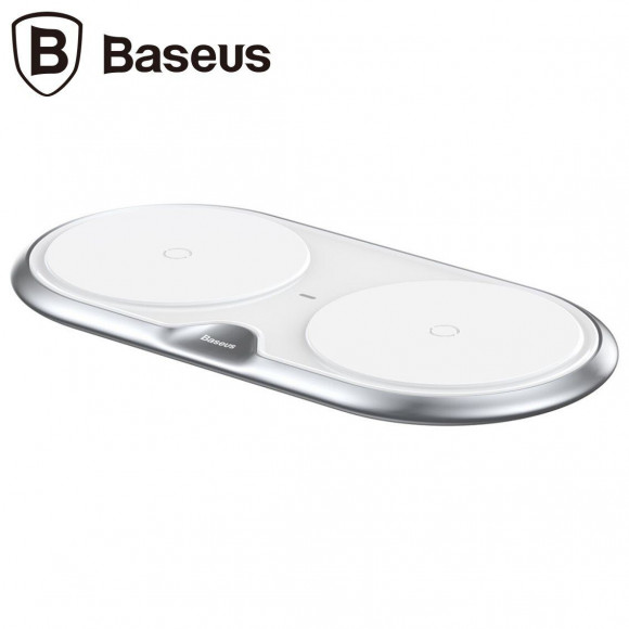 Двойное беспроводное зарядное устройство Baseus Dual Positions (белый) Двойное беспроводное зарядное устройство Baseus Dual Positions (белый)