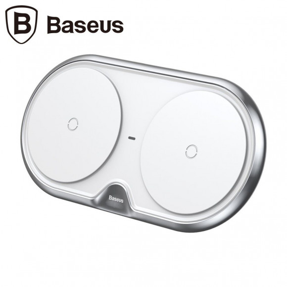 Двойное беспроводное зарядное устройство Baseus Dual Positions (белый) Двойное беспроводное зарядное устройство Baseus Dual Positions (белый)