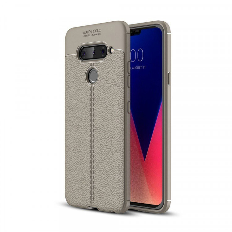 Чехол-накладка Litchi Grain для LG V40 ThinQ (серый)