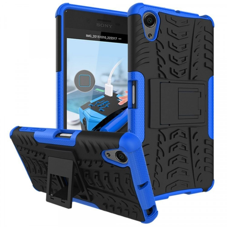 Чехол Hybrid Armor для Sony Xperia X Performance (черный + голубой)