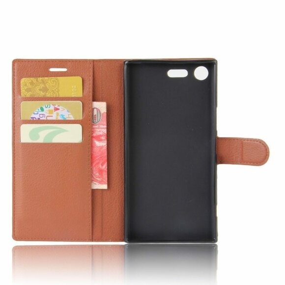Чехол с визитницей для Sony Xperia XZ Premium (коричневый) Чехол с визитницей для Sony Xperia XZ Premium (коричневый)