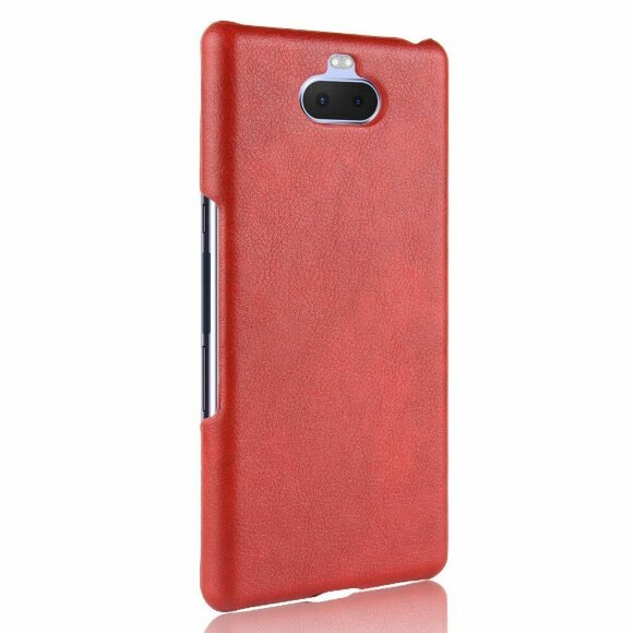 Кожаная накладка-чехол Litchi Texture для Sony Xperia 10 Plus (красный)