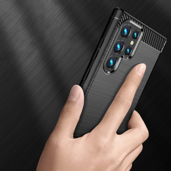Чехол-накладка Carbon Fibre для Samsung Galaxy S23 Ultra (черный) Чехол-накладка Carbon Fibre для Samsung Galaxy S23 Ultra (черный)