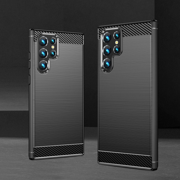 Чехол-накладка Carbon Fibre для Samsung Galaxy S23 Ultra (черный) Чехол-накладка Carbon Fibre для Samsung Galaxy S23 Ultra (черный)