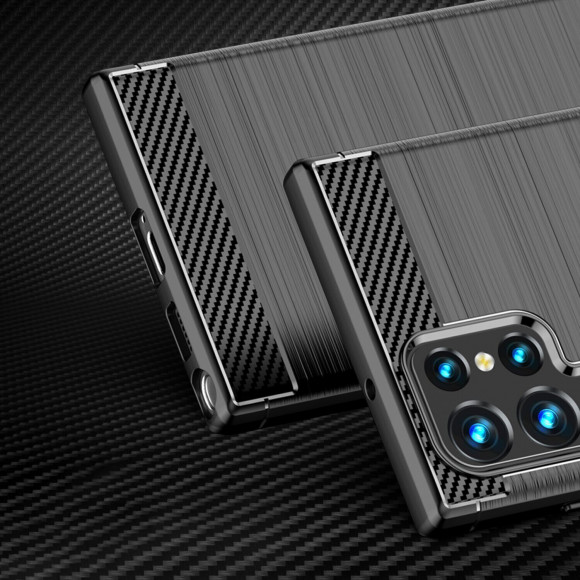 Чехол-накладка Carbon Fibre для Samsung Galaxy S23 Ultra (черный) Чехол-накладка Carbon Fibre для Samsung Galaxy S23 Ultra (черный)