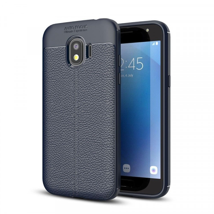 Чехол-накладка Litchi Grain для Samsung Galaxy J2 Pro 2018 (темно-синий)
