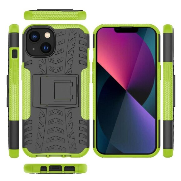 Чехол Hybrid Armor для iPhone 14 Plus (черный + зеленый)