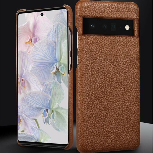Кожаный чехол Cowhide для Google Pixel 6 Pro (коричневый) Кожаный чехол Cowhide для Google Pixel 6 Pro (коричневый)