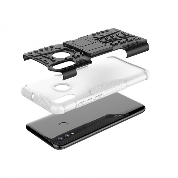 Чехол Hybrid Armor для Huawei Honor 10 Lite / P Smart (2019)  (черный + белый)