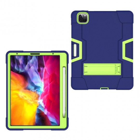 Гибридный TPU чехол для iPad Pro 11 (2022, 2021, 2020) (темно-синий + зеленый)