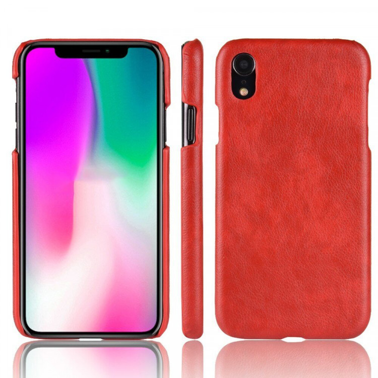 Чехол Litchi Texture для iPhone XR (красный)