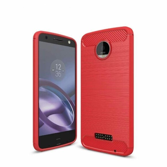Чехол-накладка Carbon Fibre для Motorola Moto Z Force (красный)