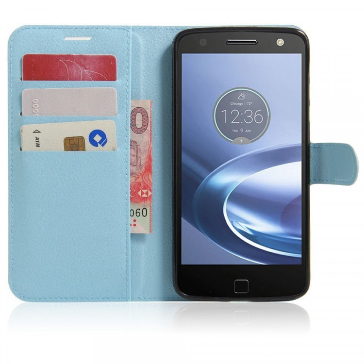 Чехол с визитницей для Motorola Moto Z (голубой)