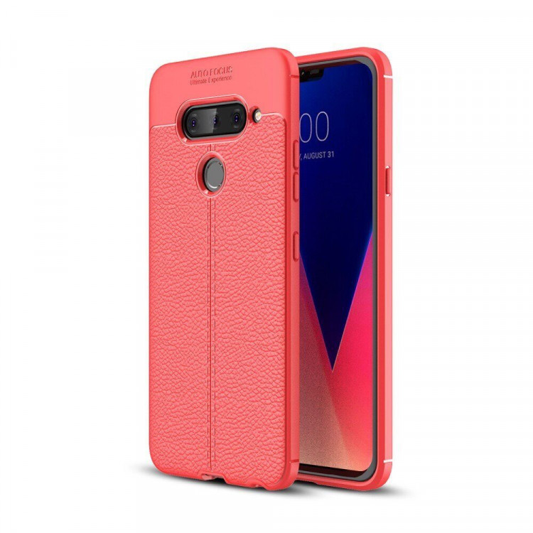 Чехол-накладка Litchi Grain для LG V40 ThinQ (красный)