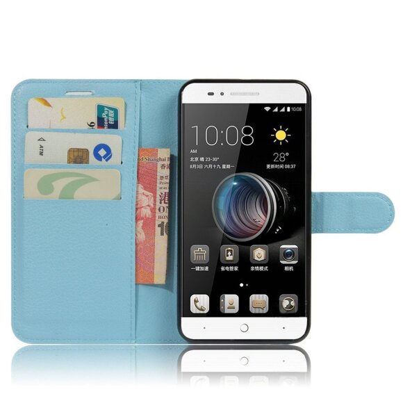 Чехол с визитницей для ZTE Blade A610 (голубой) Чехол с визитницей для ZTE Blade A610 (голубой)