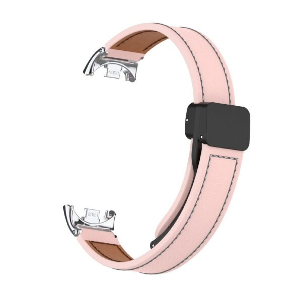 Кожаный ремешок с магнитной застежкой для Xiaomi Mi Smart Band 8, Xiaomi Mi Band 8 (розовый) Кожаный ремешок с магнитной застежкой для Xiaomi Mi Smart Band 8, Xiaomi Mi Band 8 (розовый)