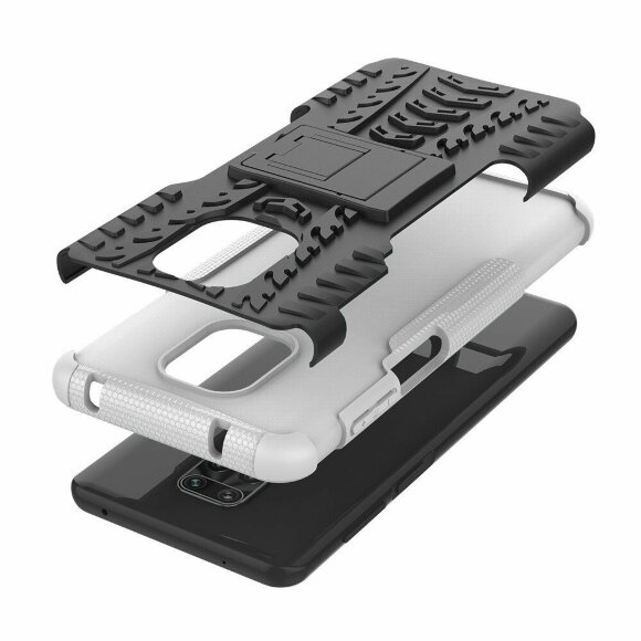 Чехол Hybrid Armor для Redmi Note 9S / Note 9 Pro / Note 9 Pro Max (черный + белый)
