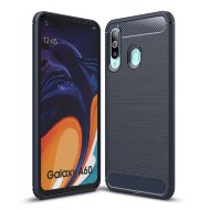 Чехол-накладка Carbon Fibre для Samsung Galaxy A60 / Galaxy M40 (темно-синий)