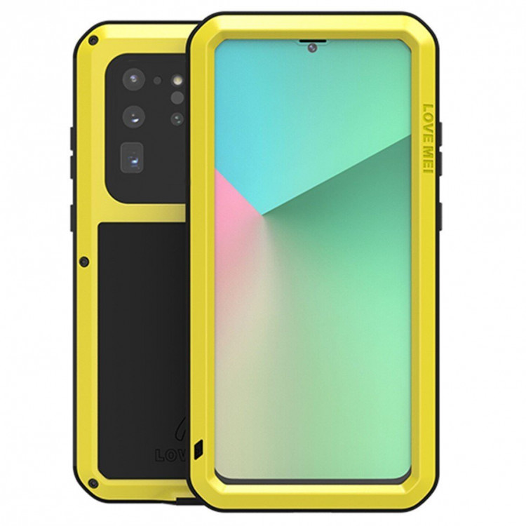 Гибридный чехол LOVE MEI для Samsung Galaxy S20 Ultra (желтый)