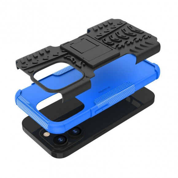 Чехол Hybrid Armor для iPhone 14 Pro Max (черный + голубой)