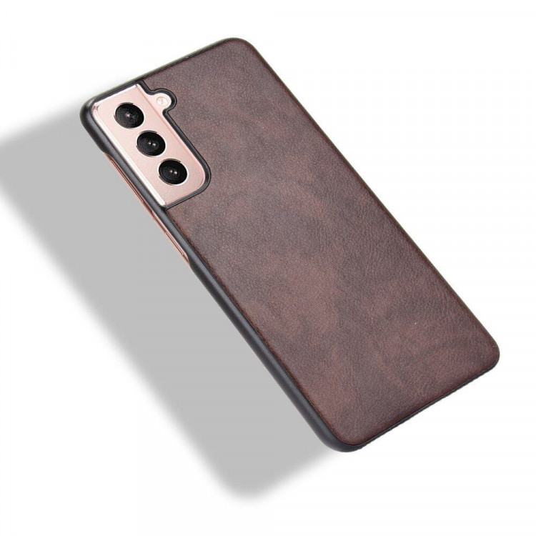 Кожаная накладка-чехол для Samsung Galaxy S21 (коричневый)