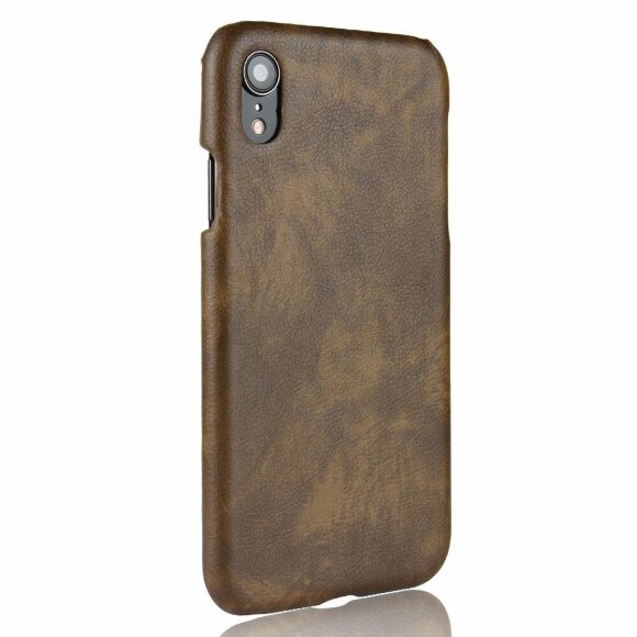 Чехол Litchi Texture для iPhone XR (коричневый)