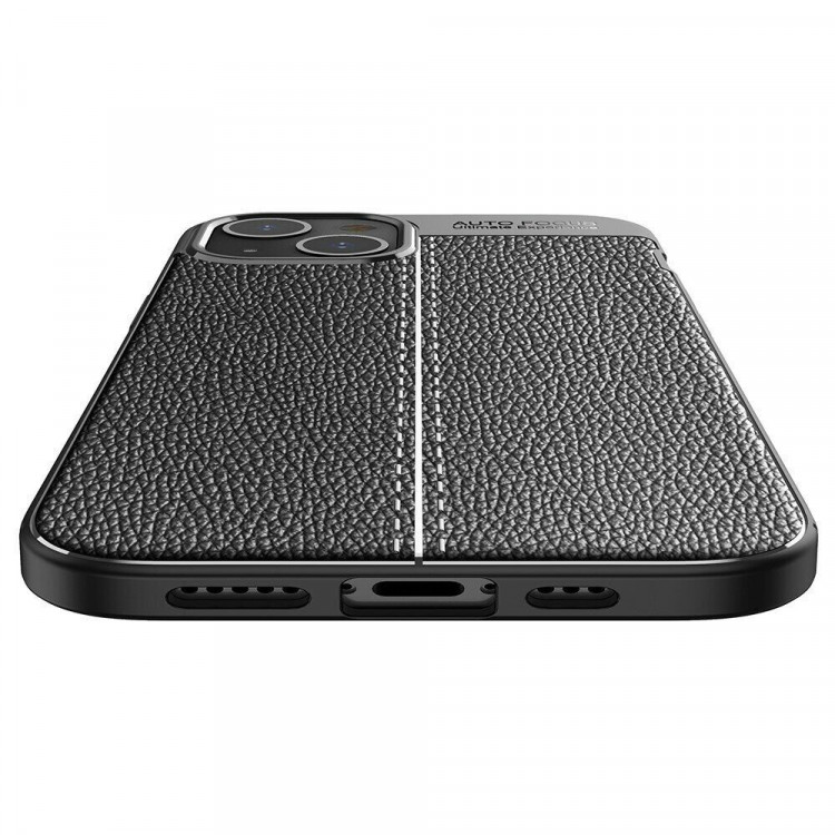 Чехол-накладка Litchi Grain для iPhone 13 mini (черный)