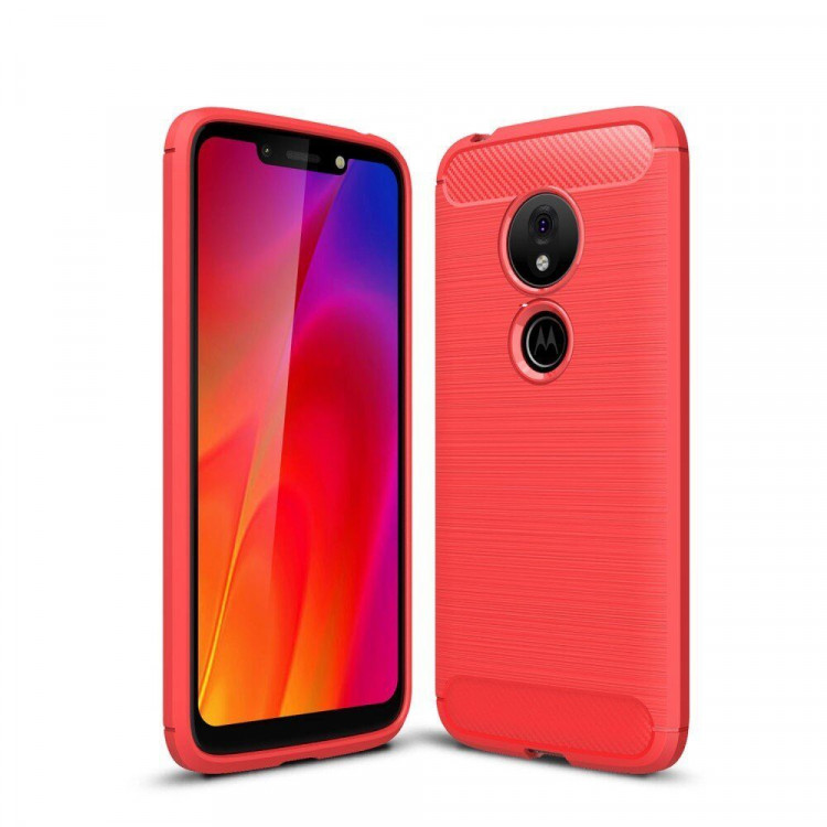 Чехол-накладка Carbon Fibre для Motorola Moto G7 Play (красный)
