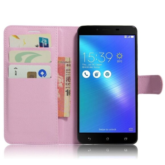Чехол с визитницей Asus модели Zenfone 3 Max ZC553KL (розовый) Чехол с визитницей Asus модели Zenfone 3 Max ZC553KL (розовый)