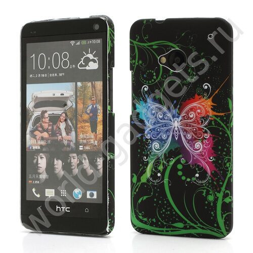 Пластиковый чехол Colorful Butterfly Design для HTC One M7