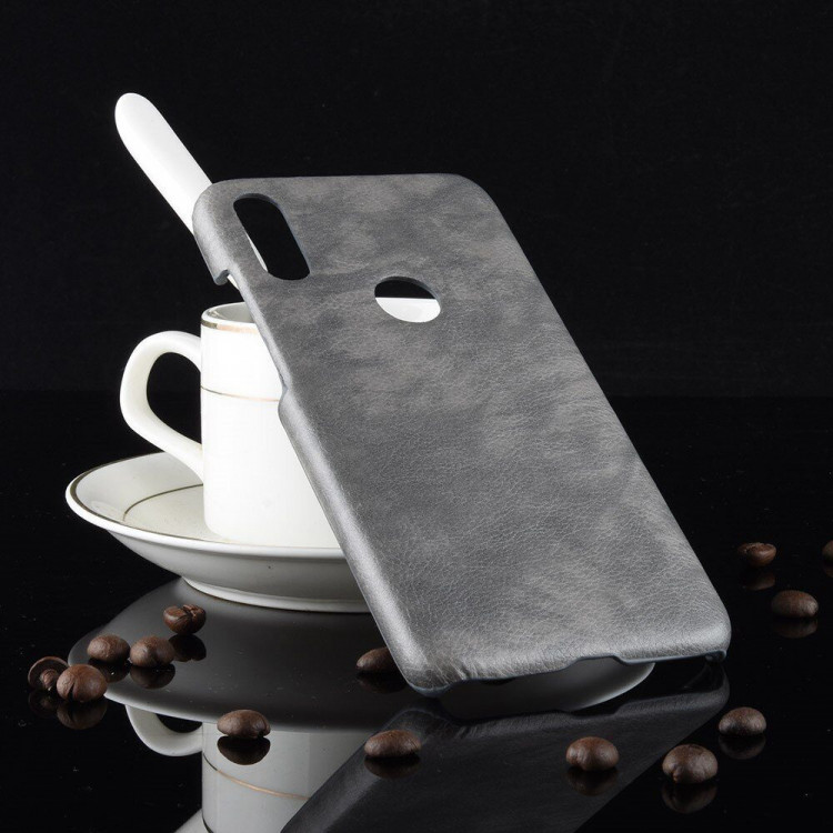 Кожаная накладка-чехол Litchi Texture для Xiaomi Redmi Note 7 / Redmi Note 7 Pro (серый)