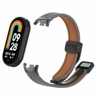 Кожаный ремешок с магнитной застежкой для Xiaomi Mi Smart Band 8, Xiaomi Mi Band 8 (серый) Кожаный ремешок с магнитной застежкой для Xiaomi Mi Smart Band 8, Xiaomi Mi Band 8 (серый)