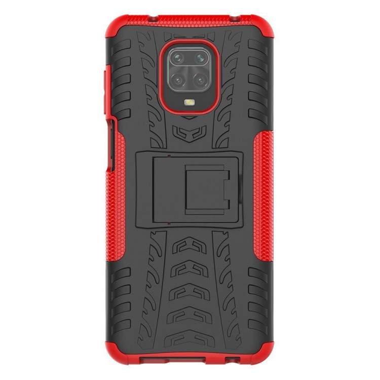 Чехол Hybrid Armor для Redmi Note 9S / Note 9 Pro / Note 9 Pro Max (черный + красный)