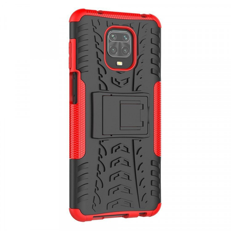 Чехол Hybrid Armor для Redmi Note 9S / Note 9 Pro / Note 9 Pro Max (черный + красный)