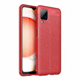 Чехол-накладка Litchi Grain для Samsung Galaxy A12 (красный)