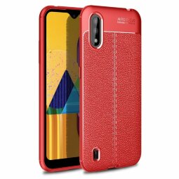 Чехол-накладка Litchi Grain для Samsung Galaxy M01 (красный)